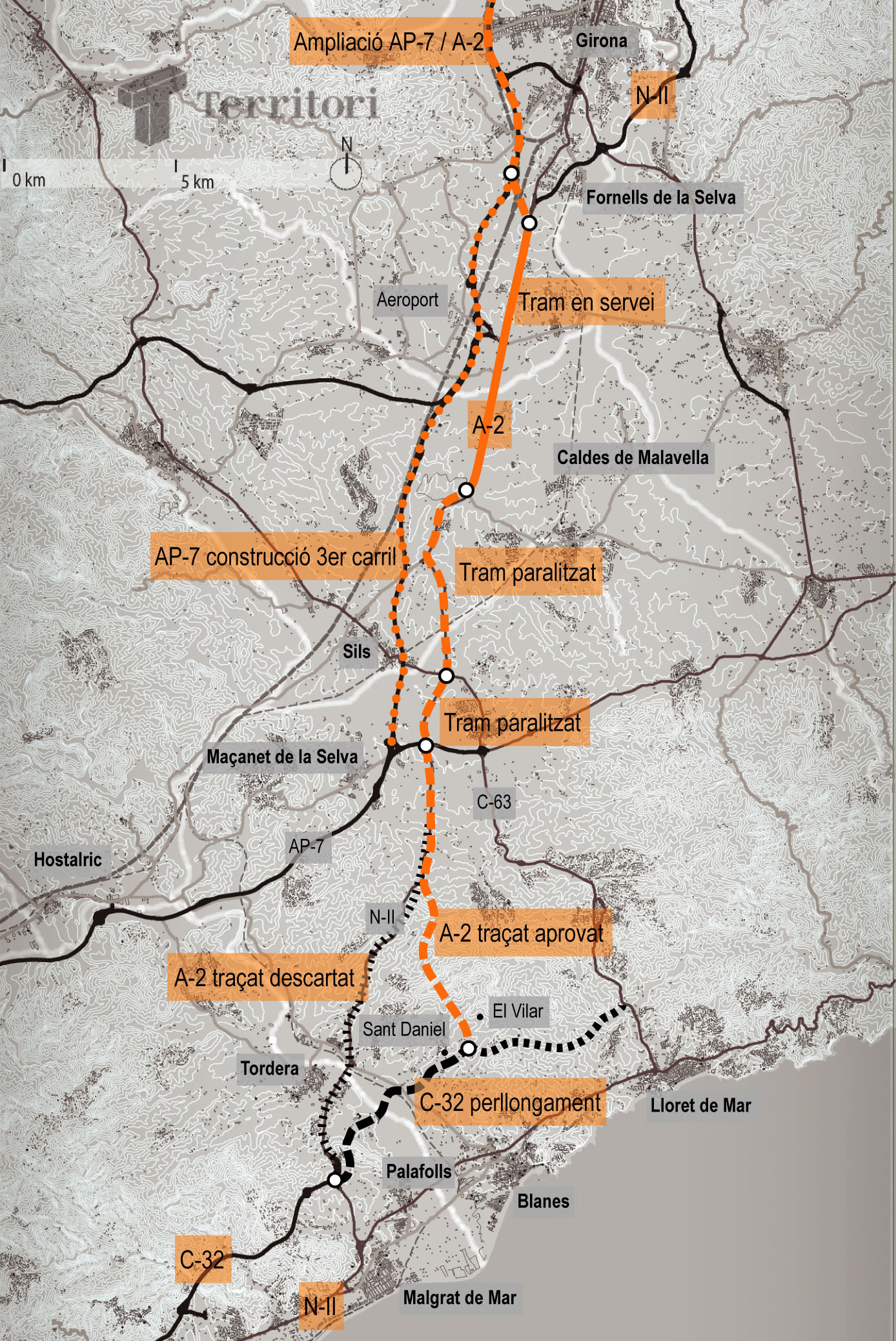 Autovia A-2 a les comarques gironines