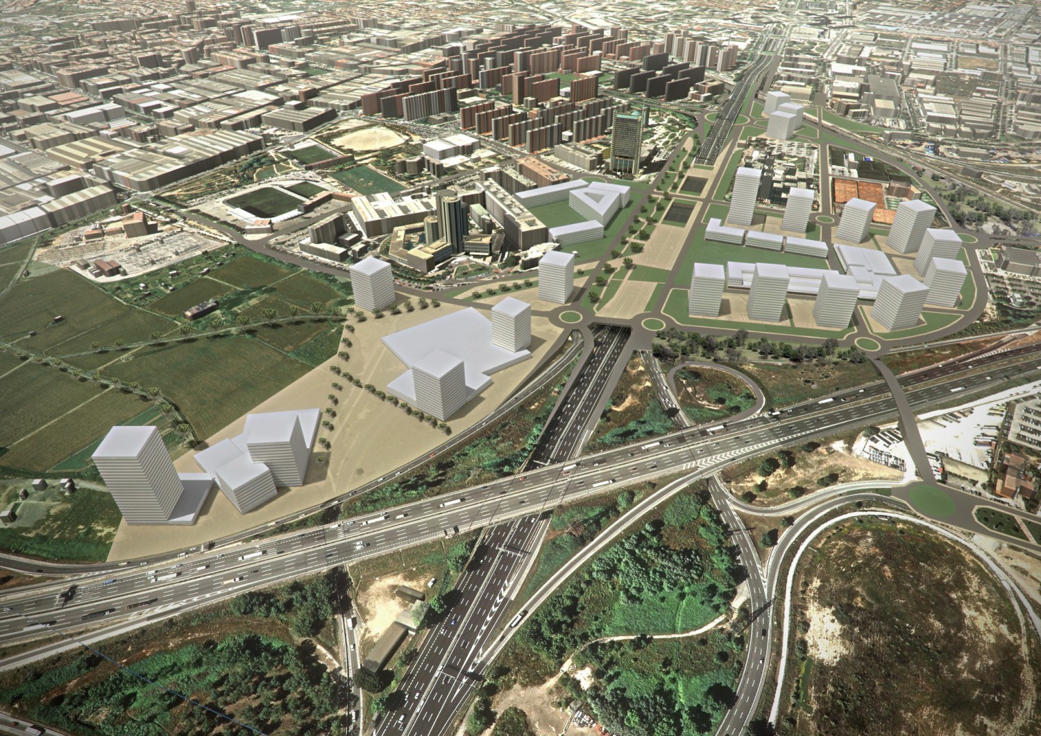 Imatge virtual del Pla director urbanístic Granvia-Llobregat Font: Departament de Territori i Sostenibilitat