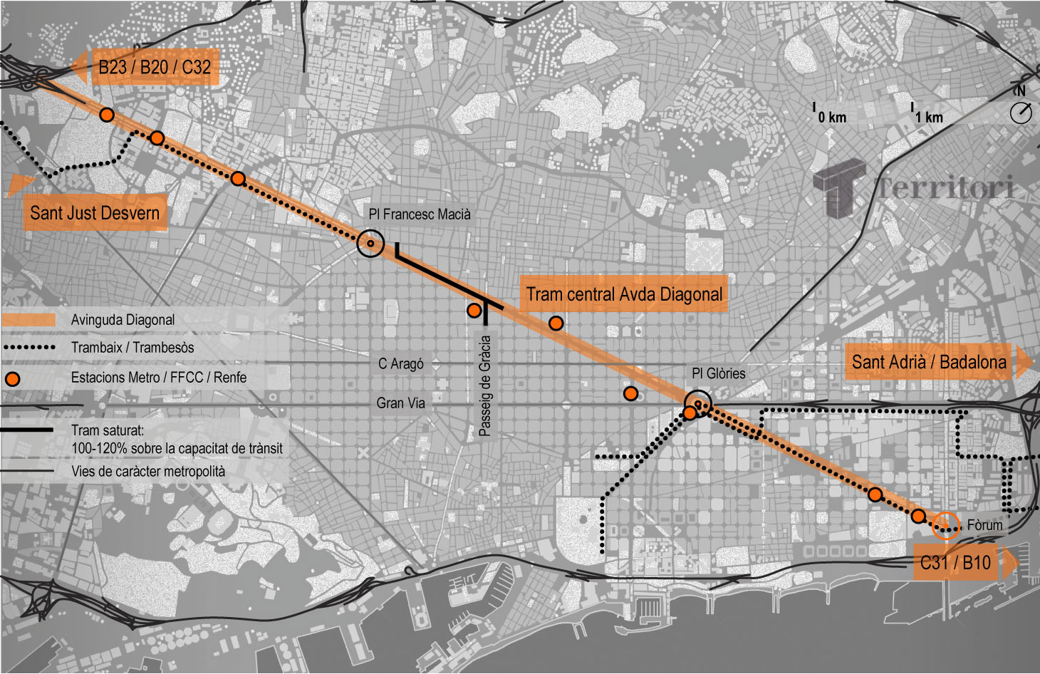Tramvia i reforma de l'Avinguda Diagonal Mapa: Montse Ferr�s